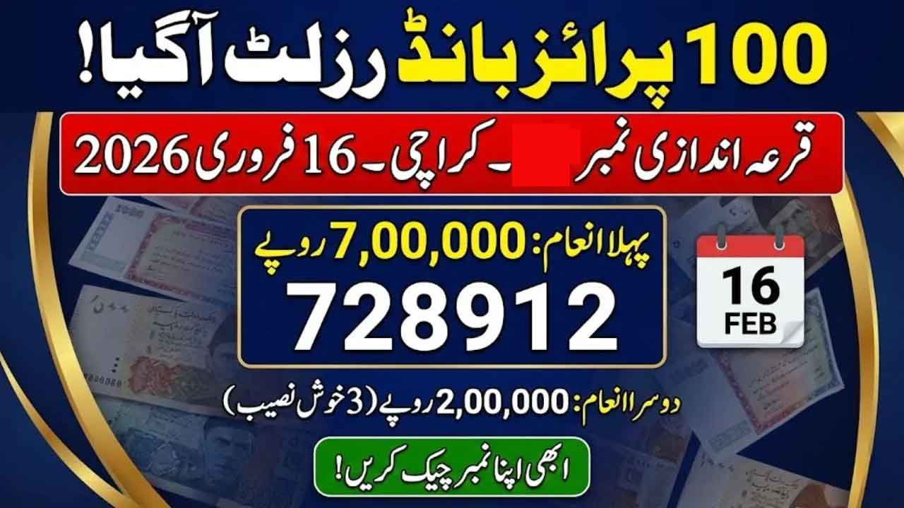 Rs. 100 Prize Bond Result List 2026